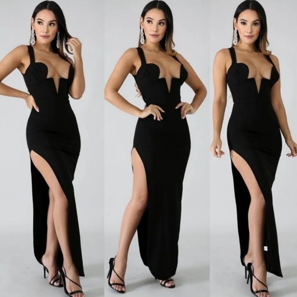 Savage Black Sexy Maxi Dress Sz M - Picture 4 of 5